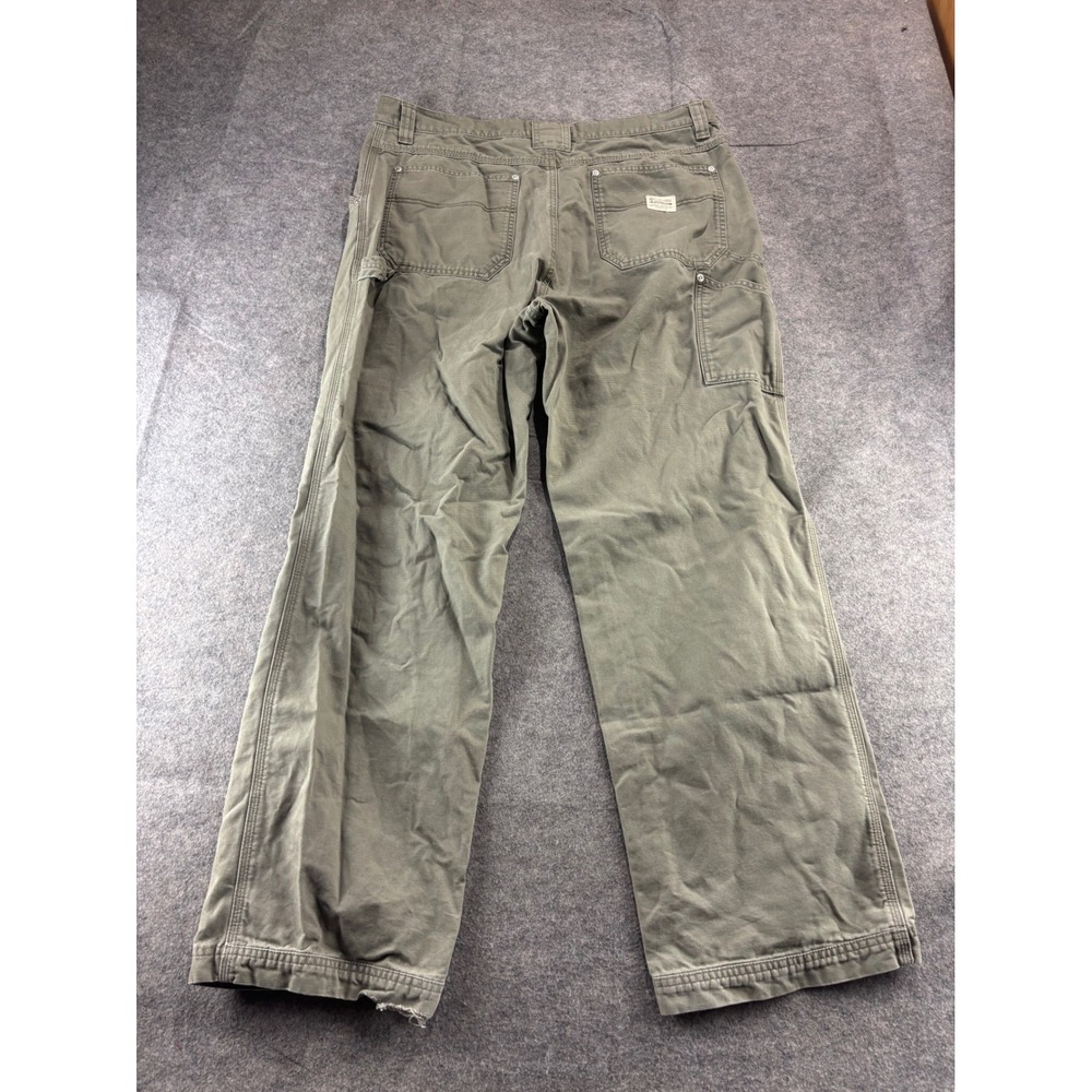 Columbia Mens Carpenter Pants Olive Green Canvas Workwear Utility Men 36 Granola